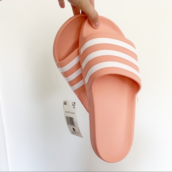 adidas Shoes - NEW Adidas Adilette Aqua Slides dusty pink peach 8